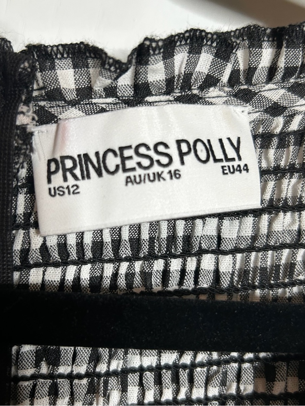 Princess Polly Black & White Gingham Smocked Babydoll Romper - Picture 4 of 5